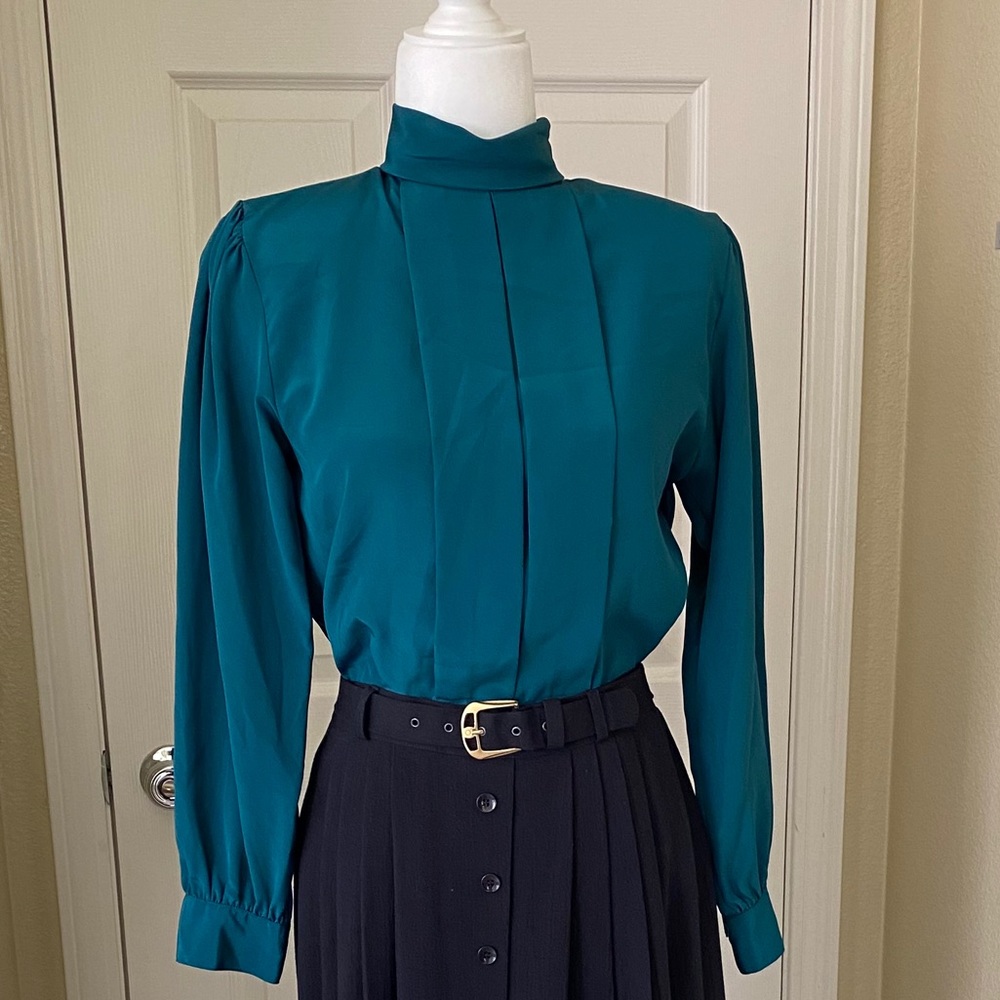 Vintage Turtleneck Silk Blouse